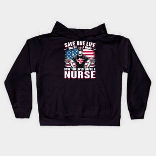 Save one life your a hero, Save 100 lives your a nurse Kids Hoodie